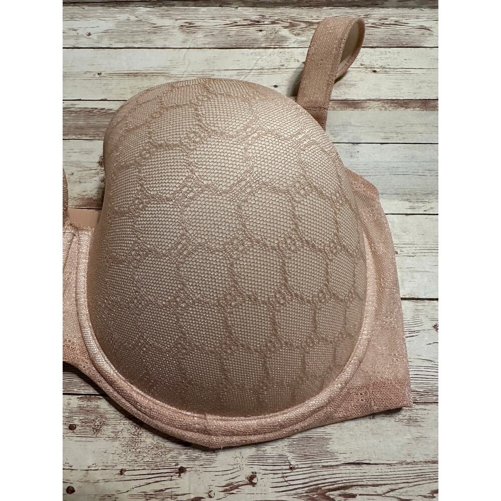 SOMA Geo Lace Full Coverage Bra Size 42G Beige Neutral Pink Padded Underwire - Picture 2 of 7